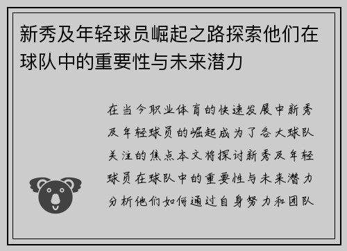 新秀及年轻球员崛起之路探索他们在球队中的重要性与未来潜力